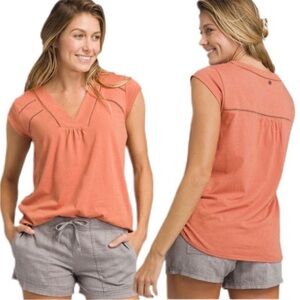 EUC Prana Novelle Short Sleeve Top Toasted Terracotta Orange Small